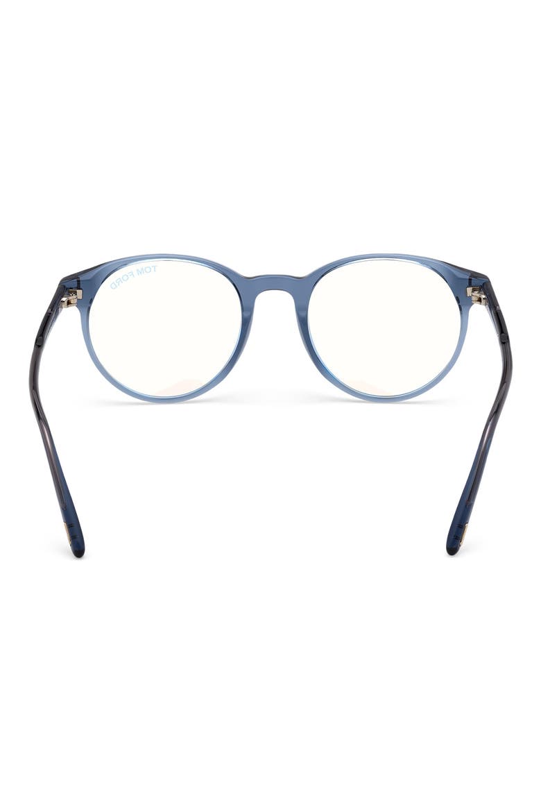 49mm Round Blue Light Blocking Glasses, Alternate, color, SHINY BLUE / BLUE BLOCK