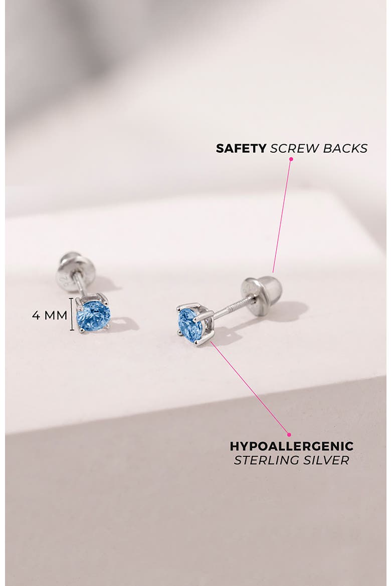 Round Solitaire Earrings, Alternate, color, Blue