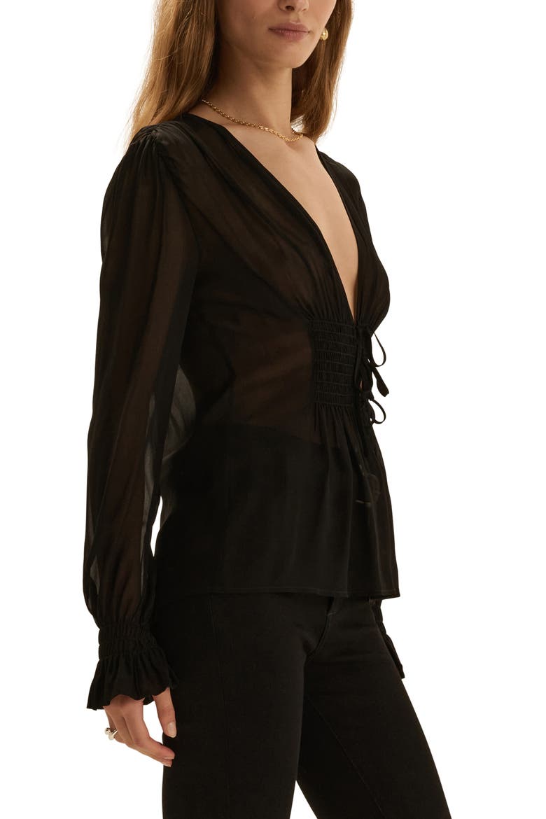 One Last Time Smocked Tie Top, Alternate, color, BLACK