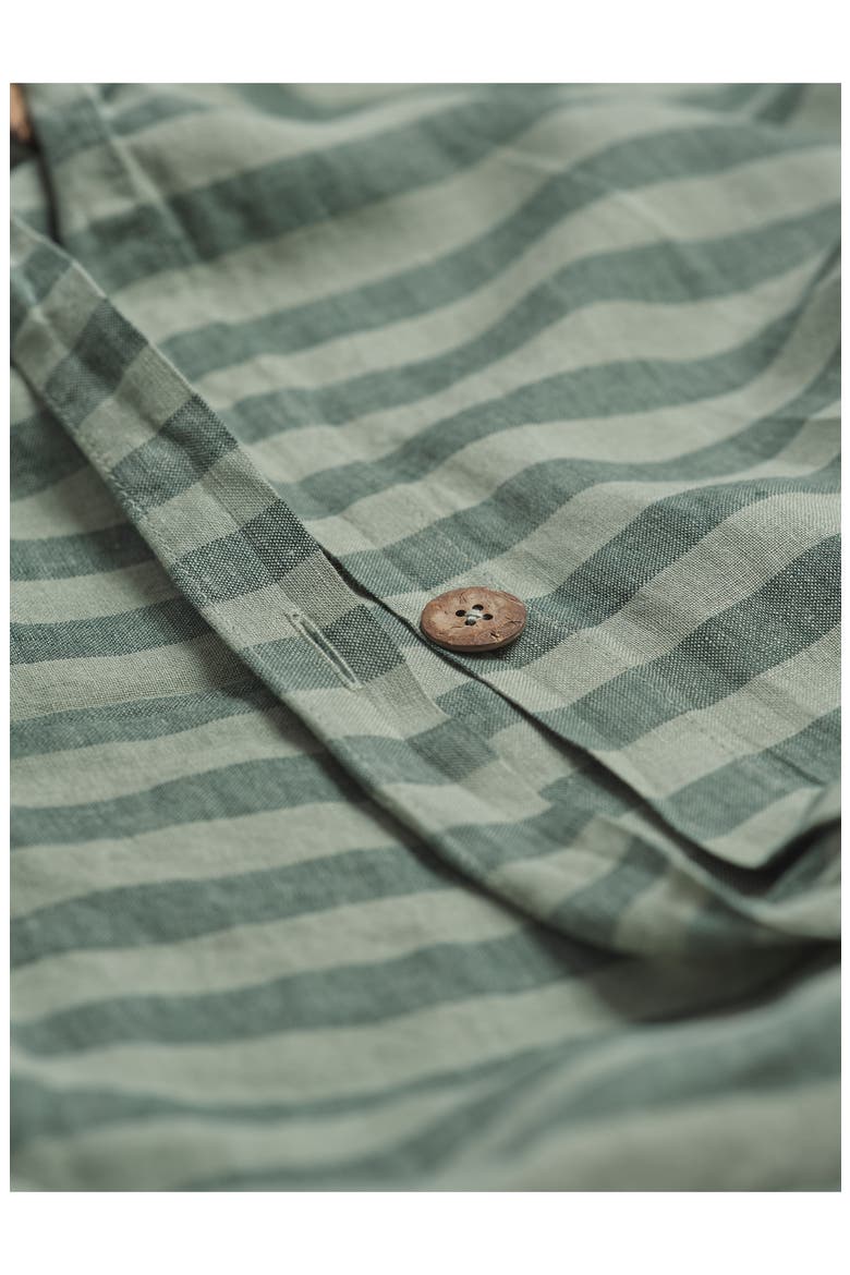 Pembroke Stripe Linen Duvet Cover, Alternate, color, PINE GREEN PEMBROKE STRIPE