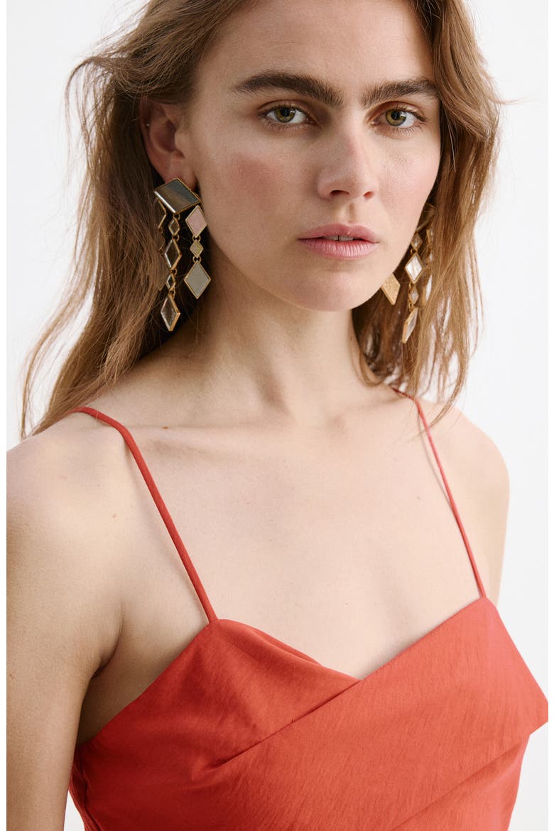 Cross Neck Tie Back Midi Dress, Alternate, color, RED