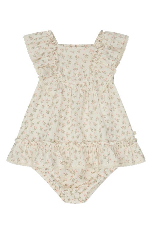 Mori Ruffle Organic Cotton Gauze Dress & Bloomers In Grass Floral