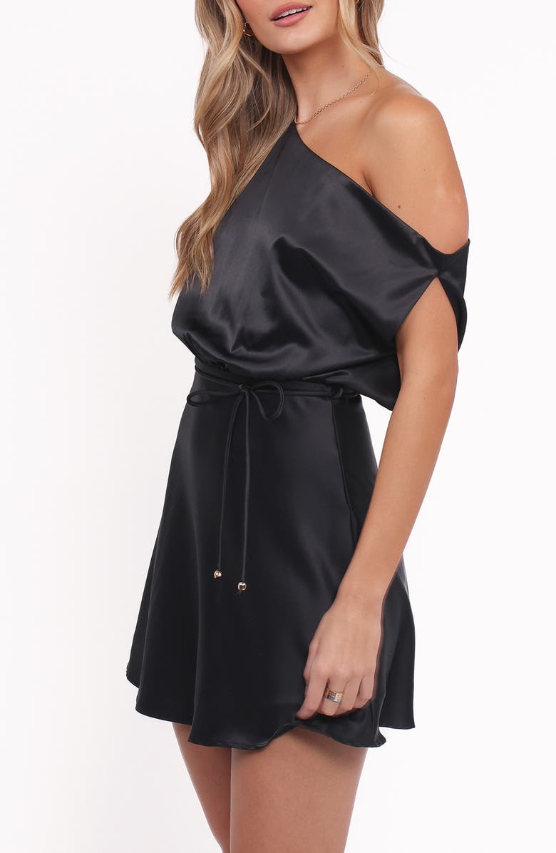 Petal & Pup Amika One-Shoulder Minidress, Alternate, color, Black