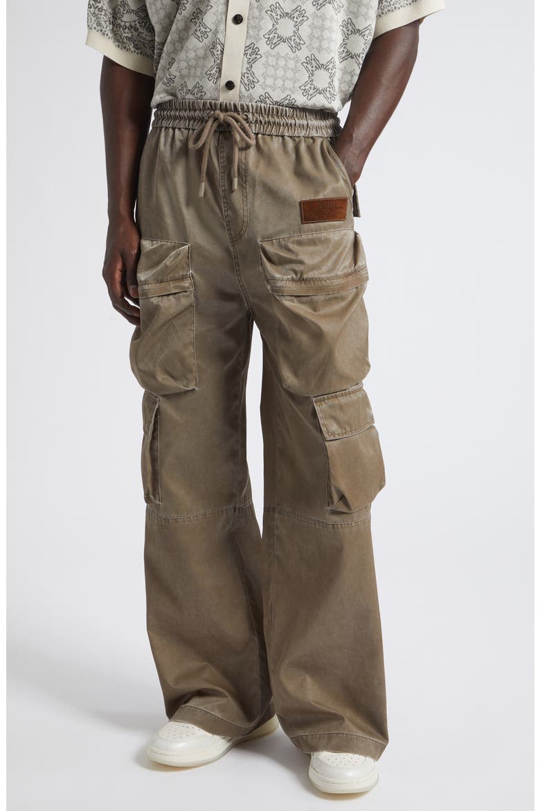 Drawstring Faux Leather Cargo Pants, Main, color, ESPRESSO