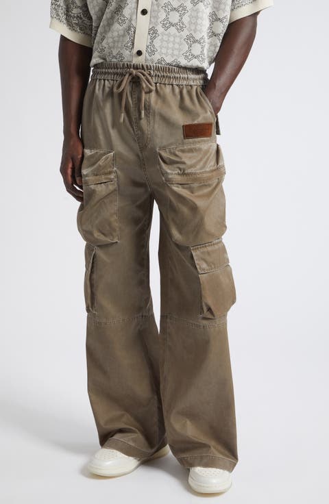 Drawstring Faux Leather Cargo Pants
