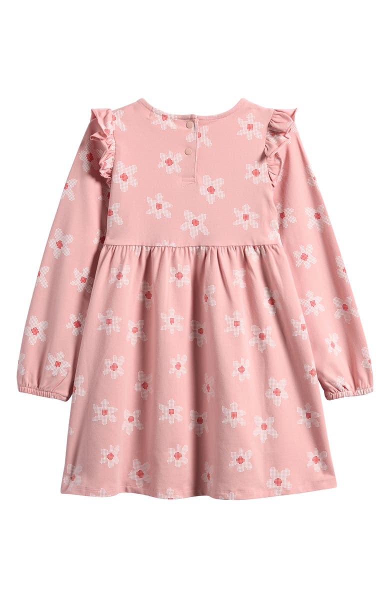 MILES THE LABEL Kids' Pixel Daisies Stretch Organic Cotton Dress, Alternate, color, Light Pink