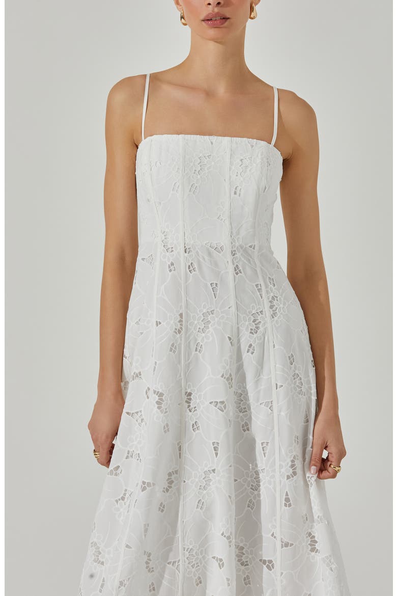 Floral Lace Midi Dress, Alternate, color, WHITE