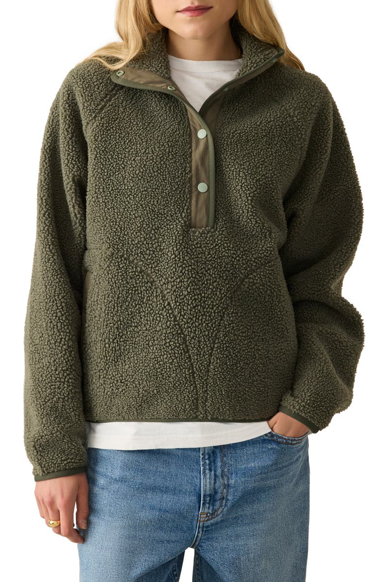 Faherty Fireside Fleece Pullover Jacket, Main, color, Beetle