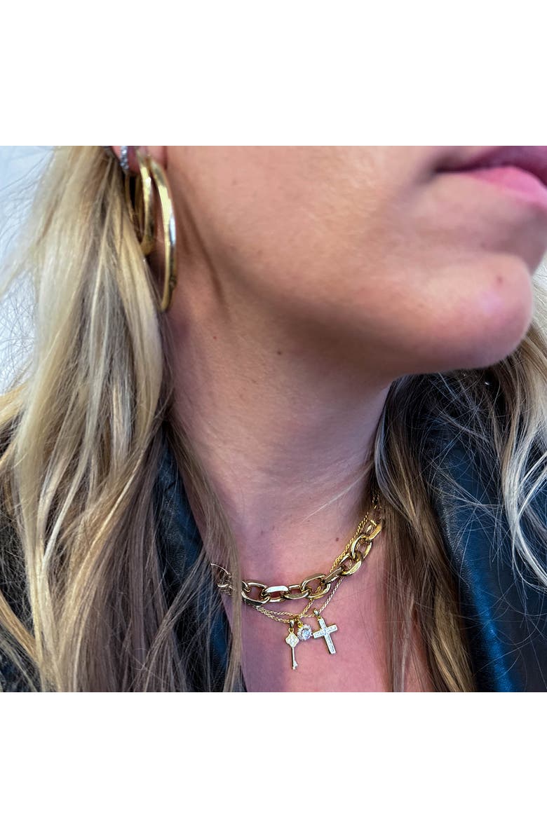 Outofoffice Pavé Charm Vermeil Necklace, Alternate, color, Gold