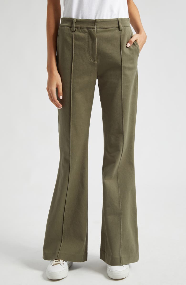 ATM Anthony Thomas Melillo Stretch Cotton Twill Flare Leg Pants, Main, color, Oil Green