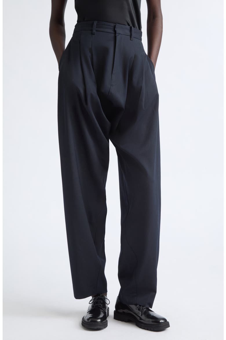 Baggy Fit Draped Pleated Pants, Main, color, NAVY