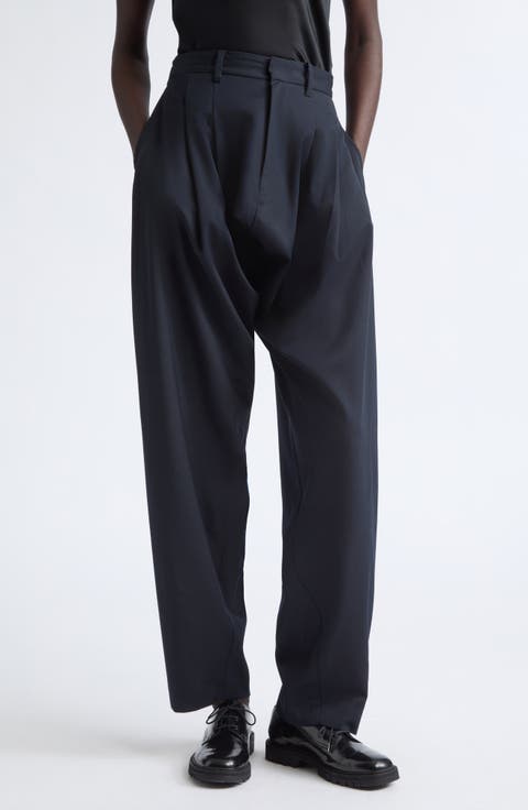 Baggy Fit Draped Pleated Pants