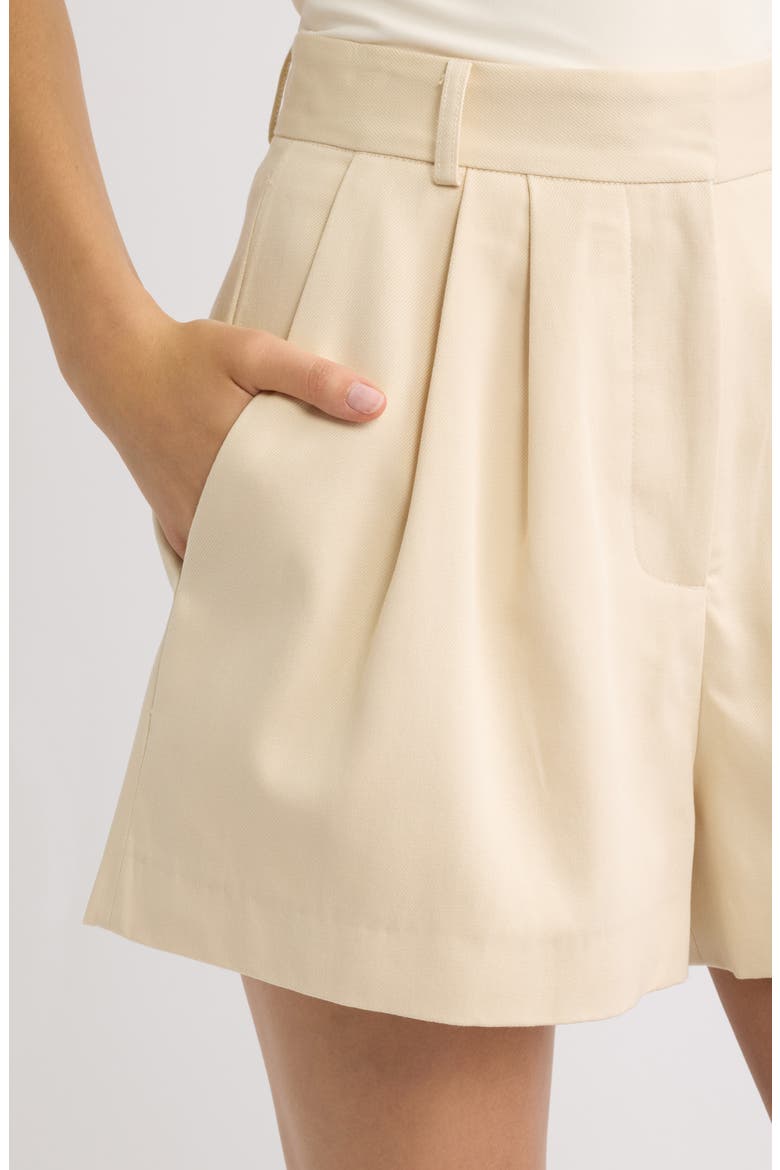 Pleated High Waist Shorts, Alternate, color, STONE