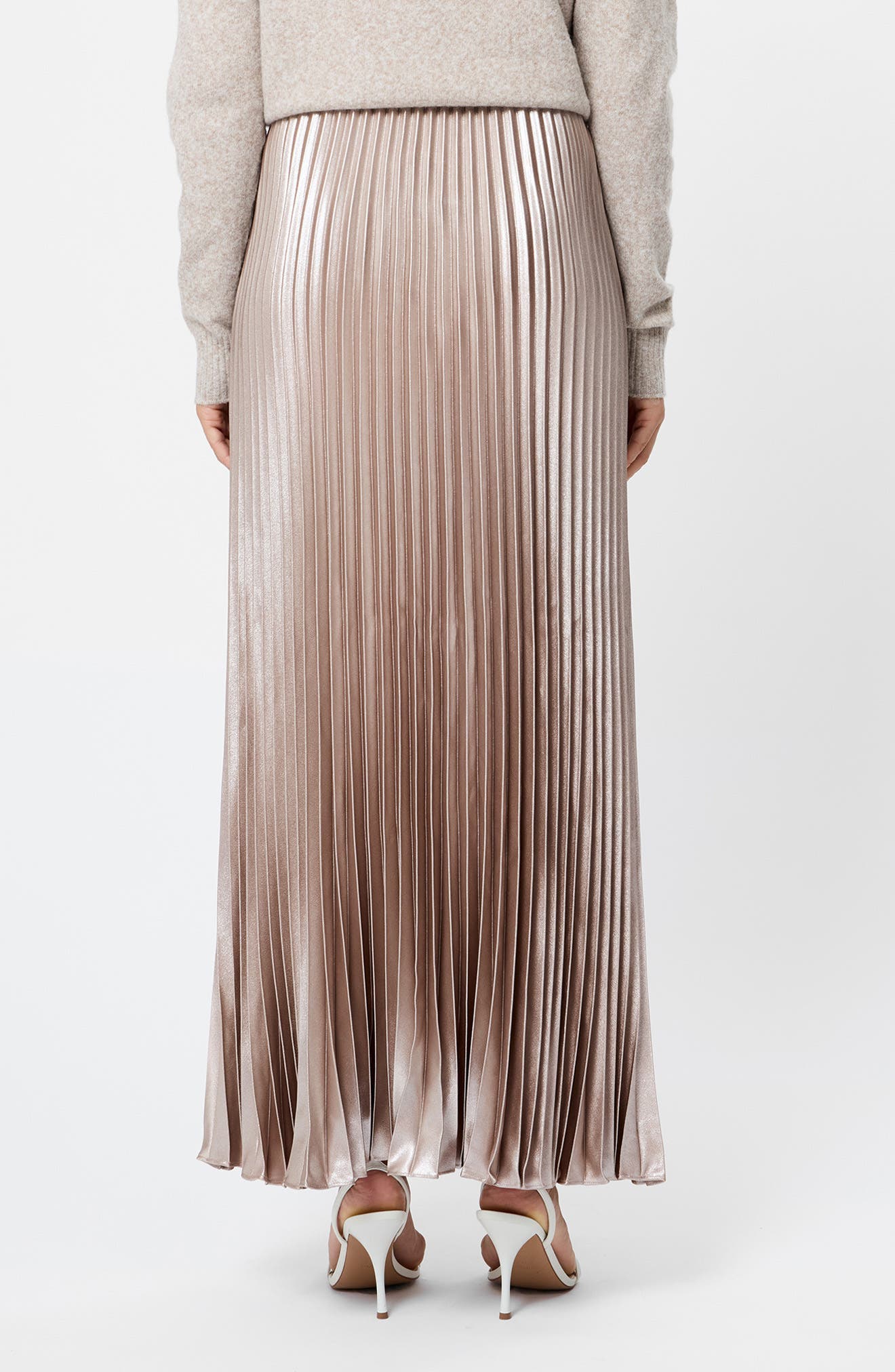 Marielle Pleated Metallic Satin Maxi Skirt - image 2