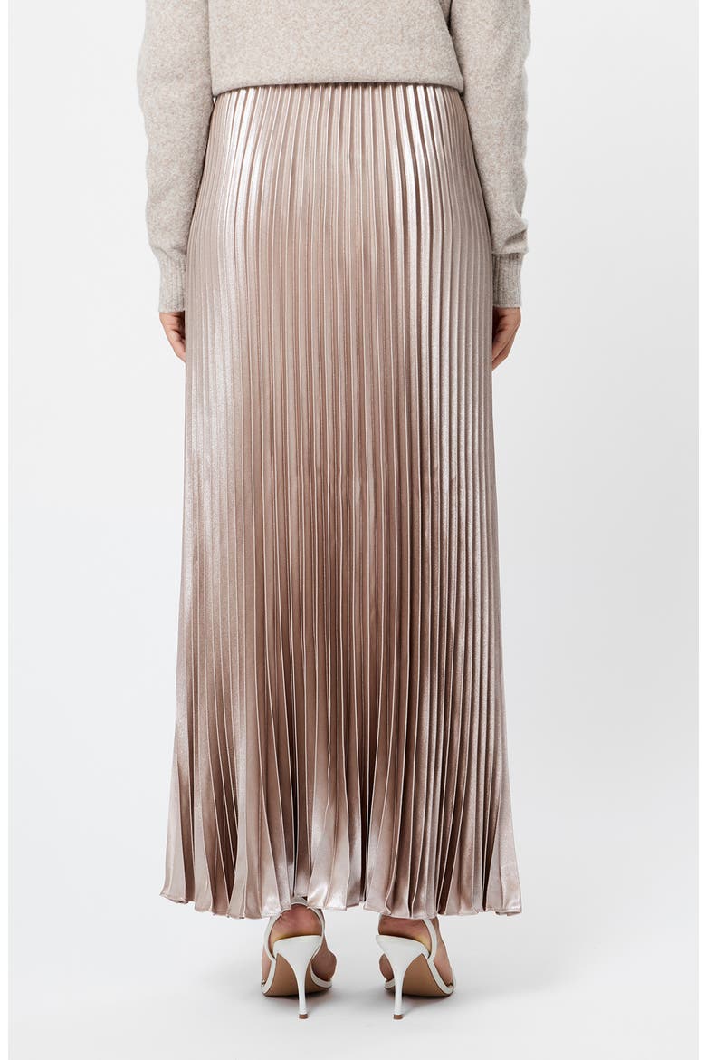 Marielle Pleated Metallic Satin Maxi Skirt, Alternate, color, CHAMPAGNE MIST
