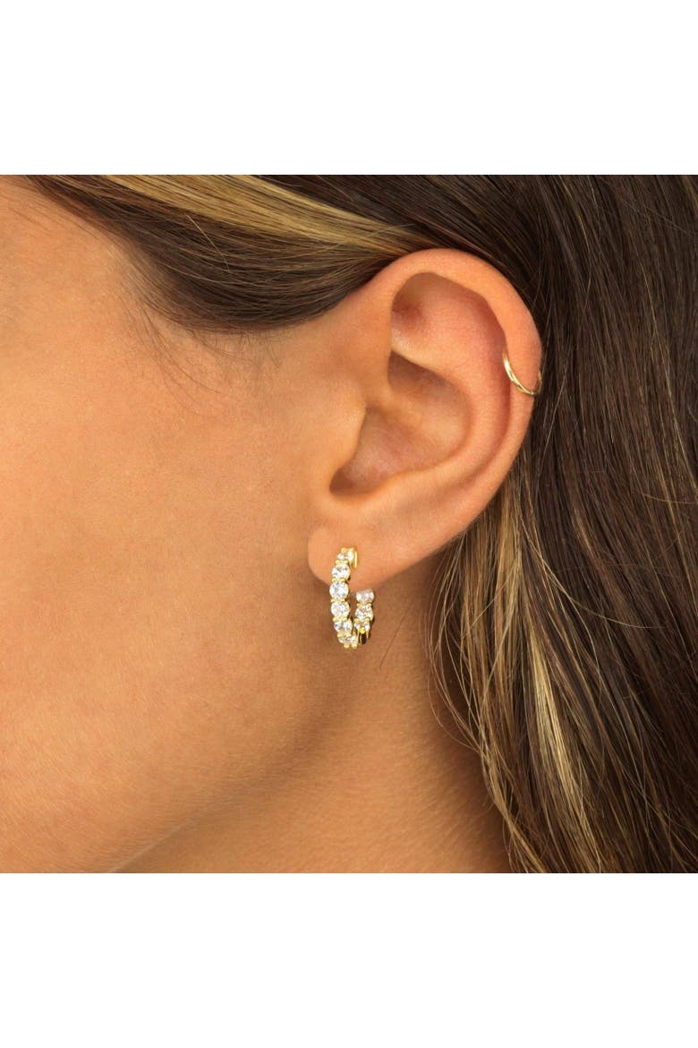 CZ Round Hoop Earring, Alternate, color, Silver