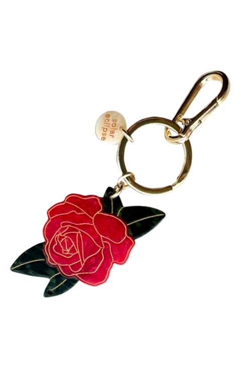 Hand Painted Rose Key Chain Bag Charm