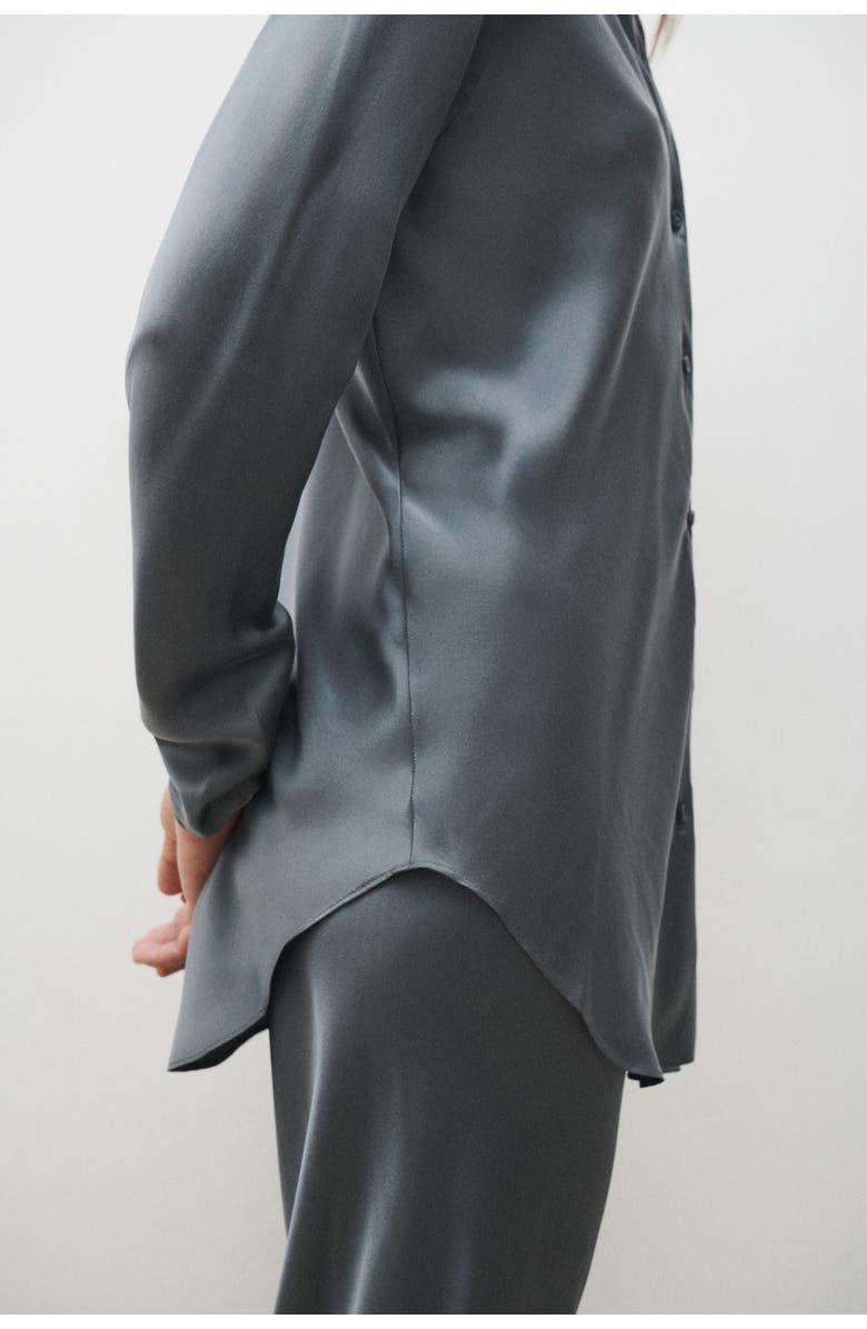 SILK LAUNDRY BIAS CUT SHIRT SLATE, Alternate, color, Slate