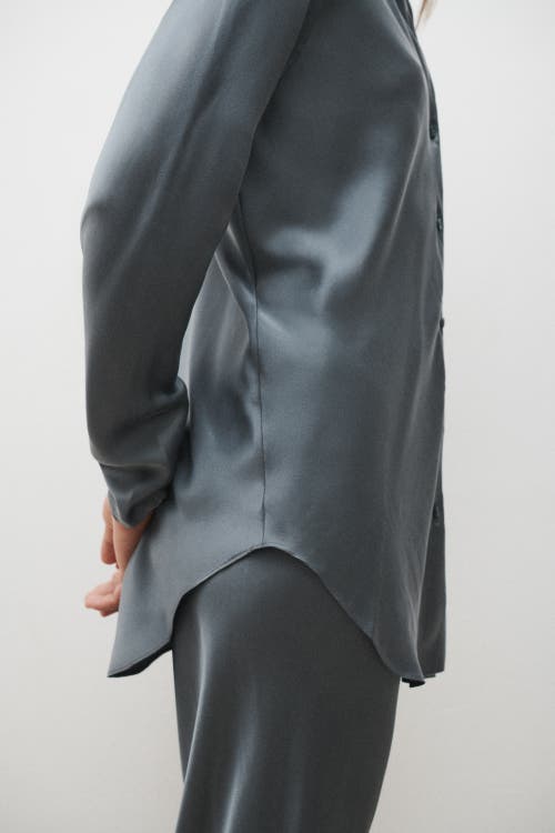 Silk Laundry Bias Cut Shirt Slate In Slate