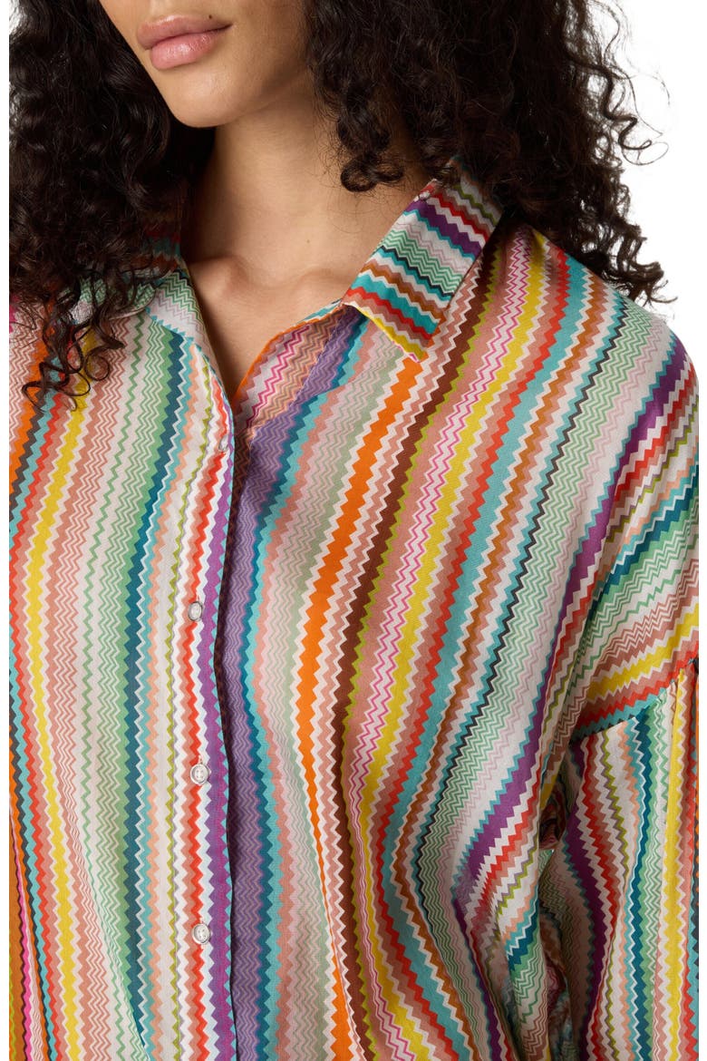 Shirt In Cotton And Silk With Zigzag Pattern, Alternate, color, Multicoloured