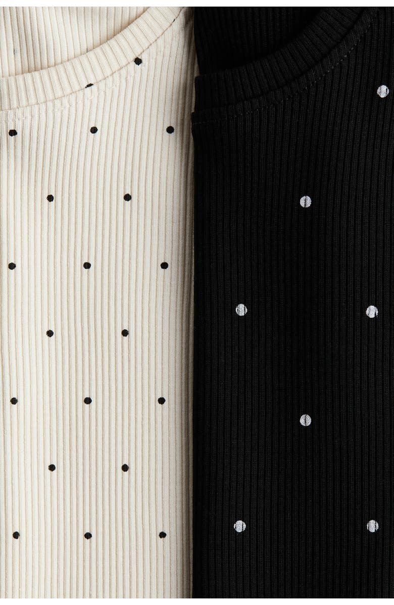 H&M 2-pack Flounce-trimmed Tops, Alternate, color, Black/Dotted