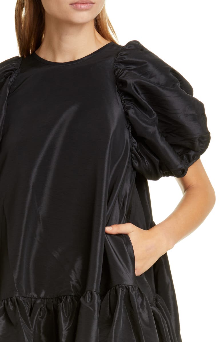Cecilie Bahnsen Alexa Puff Sleeve Faille Babydoll Dress, Alternate, color, 