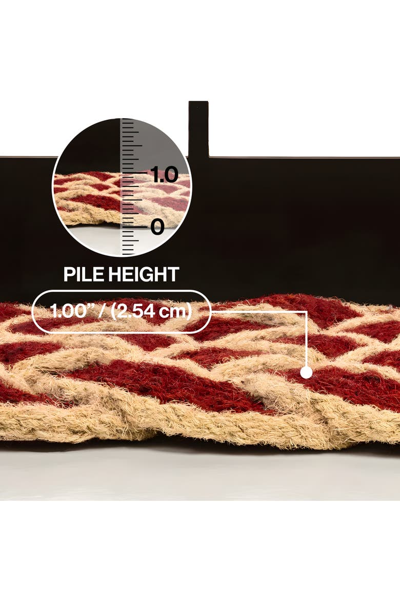 Maeve Classic Coastal Scalloped Basketweave Coir Indoor/Outdoor DoorMat, Alternate, color, Red/Bleach (Set of 2)