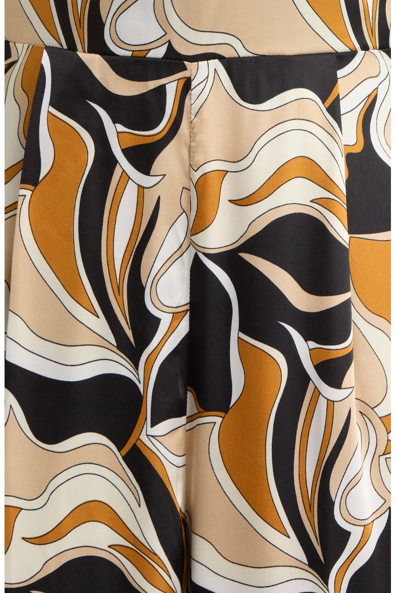 Madrone Abstract Print Satin Jumpsuit, Alternate, color, BLACK TAN