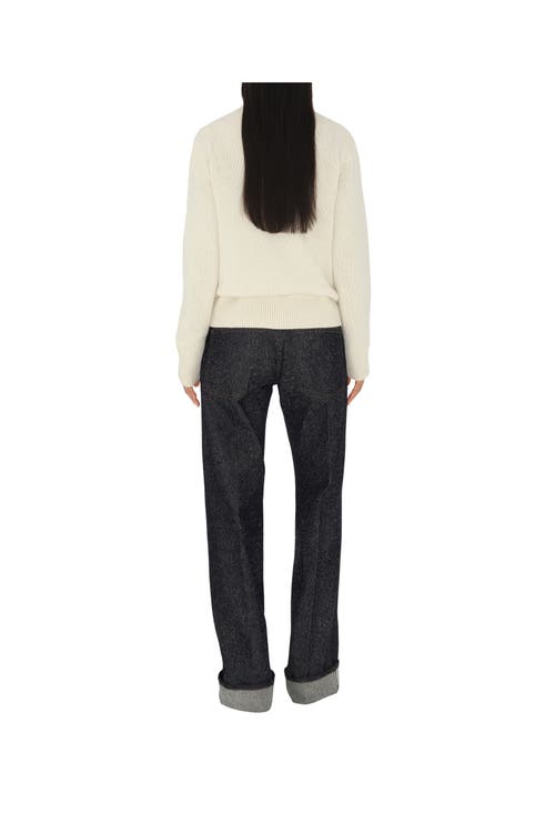Shop Burberry Ekd Wool Cashmere Sweater In Off White