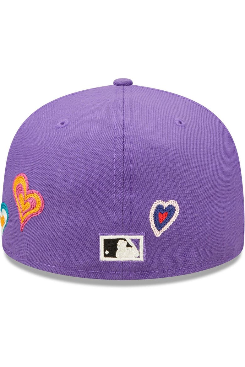 Men's New Era Purple Arizona Diamondbacks Chain Stitch Heart 59FIFTY Fitted Hat, Alternate, color, Purple