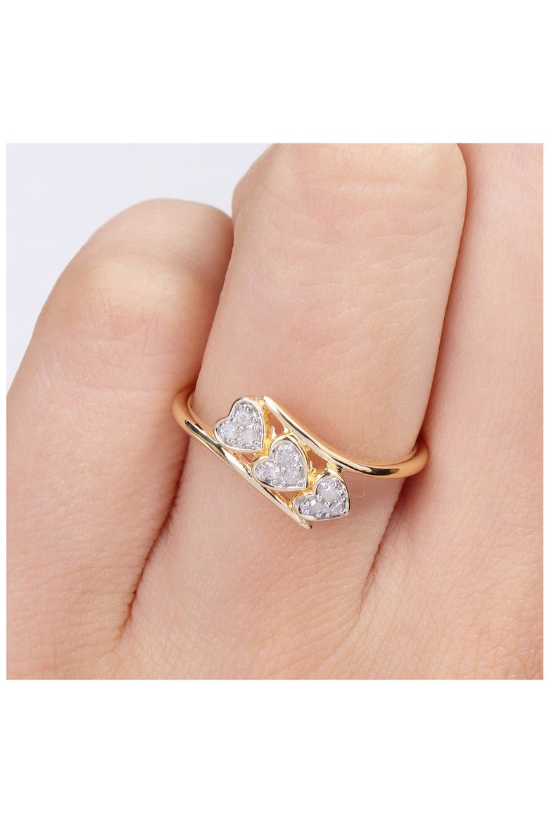 Triple Heart Diamond Ring, Alternate, color, YELLOW