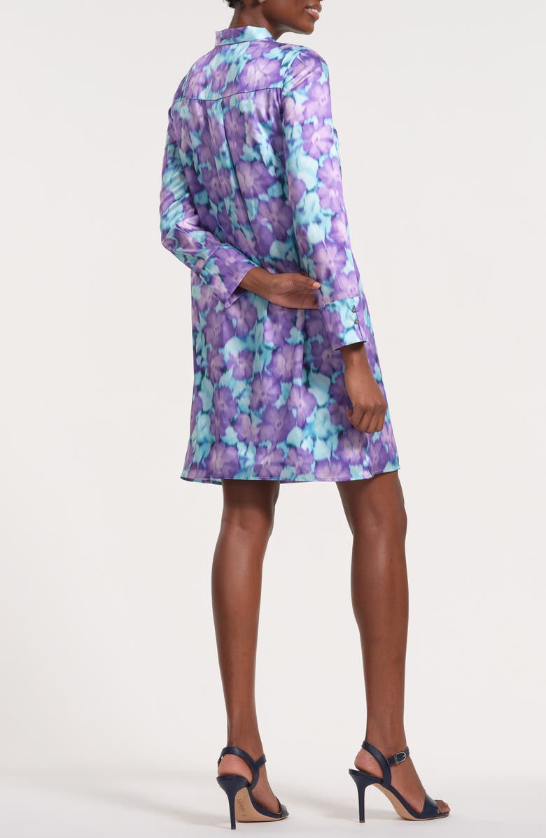 Isaac Mizrahi New York Tie Neck Long Sleeve Minidress, Alternate, color, Blue/ Lilac