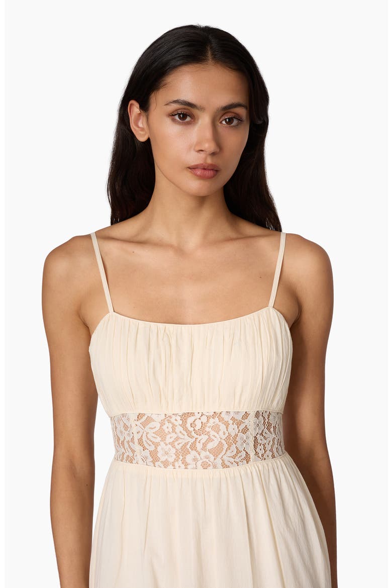 Octavia Lace Inset Cotton Midi Dress, Alternate, color, BONE