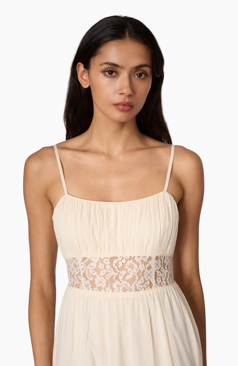 CAMI NYC Octavia Lace Inset Cotton Midi Dress, Alternate, color, Bone