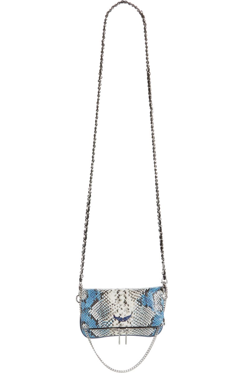 Zadig & Voltaire Nano Rock Snake Embossed Leather Crossbody Bag, Alternate, color,