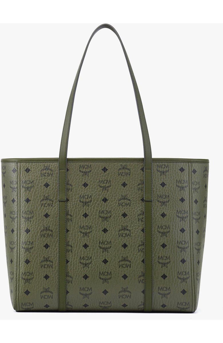 MCM Medium Toni Top-Zip Shopper in Visetos, Alternate, color, Green