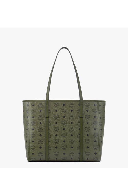Mcm Toni Medium Visetos Shopper Tote Bag In Green
