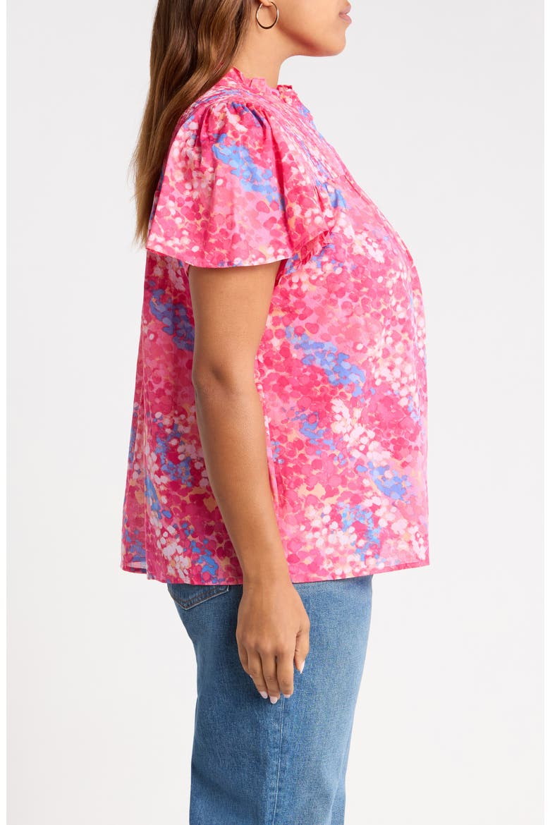 Leah Abstract Print Romy Mock Neck Cotton Top, Alternate, color, PINK BLUE