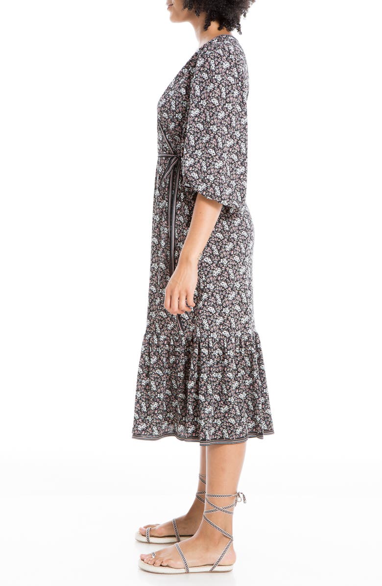 MAX STUDIO Textured Jersey Short Sleeve Wrap Midi Dress, Alternate, color, 