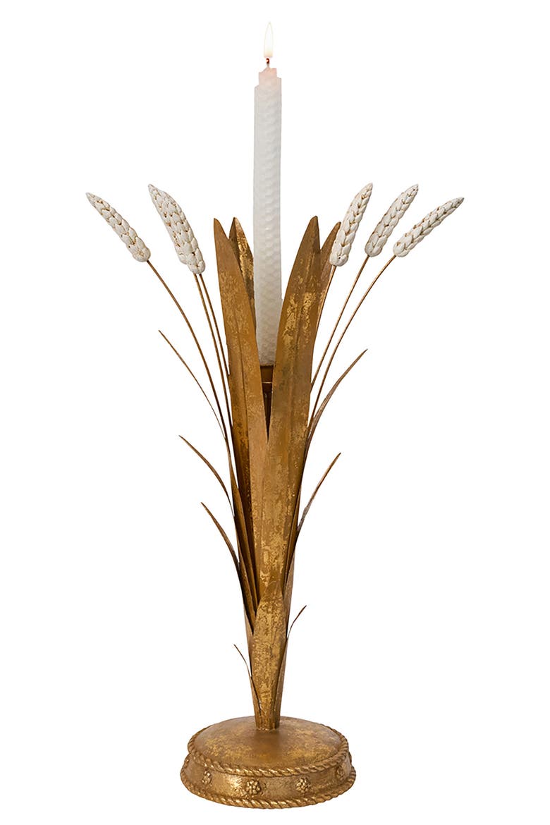 Forest Walk Wheat 17-Inch Candleholder, Alternate, color, GOLD