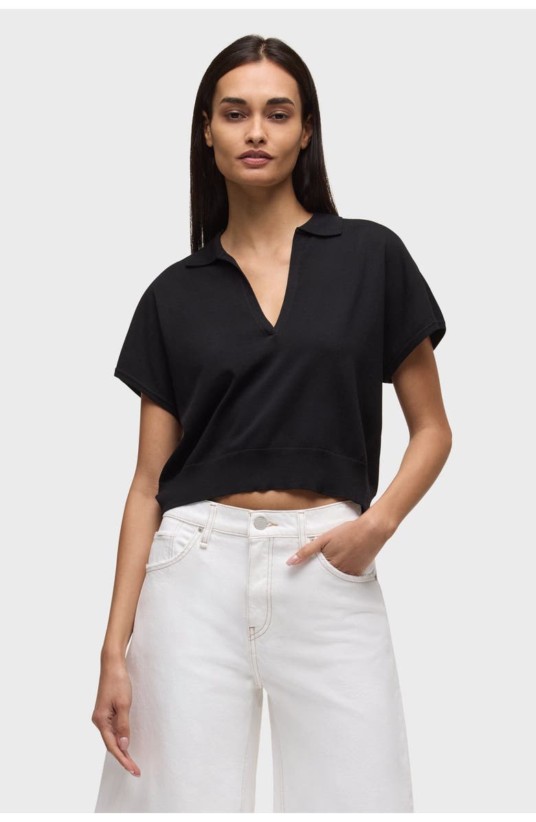 Hudson Jeans draped collared sweater, Main, color, Black