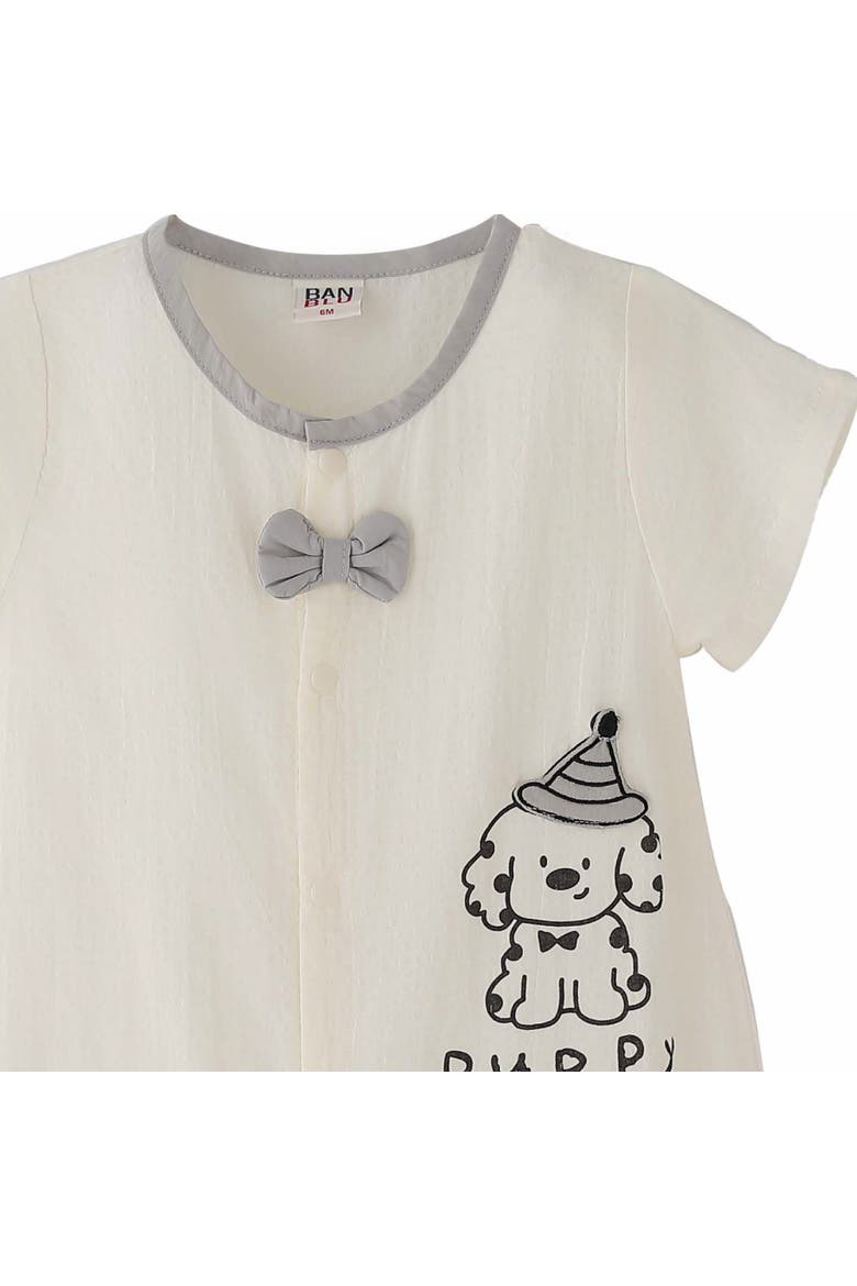 Puppy Bow Romper, Alternate, color, Ivory