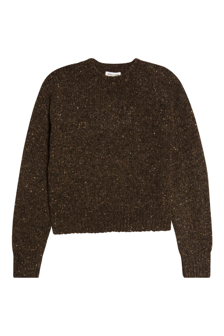 Sparkle Crewneck Sweater, Main, color, BROWN SPARKLE