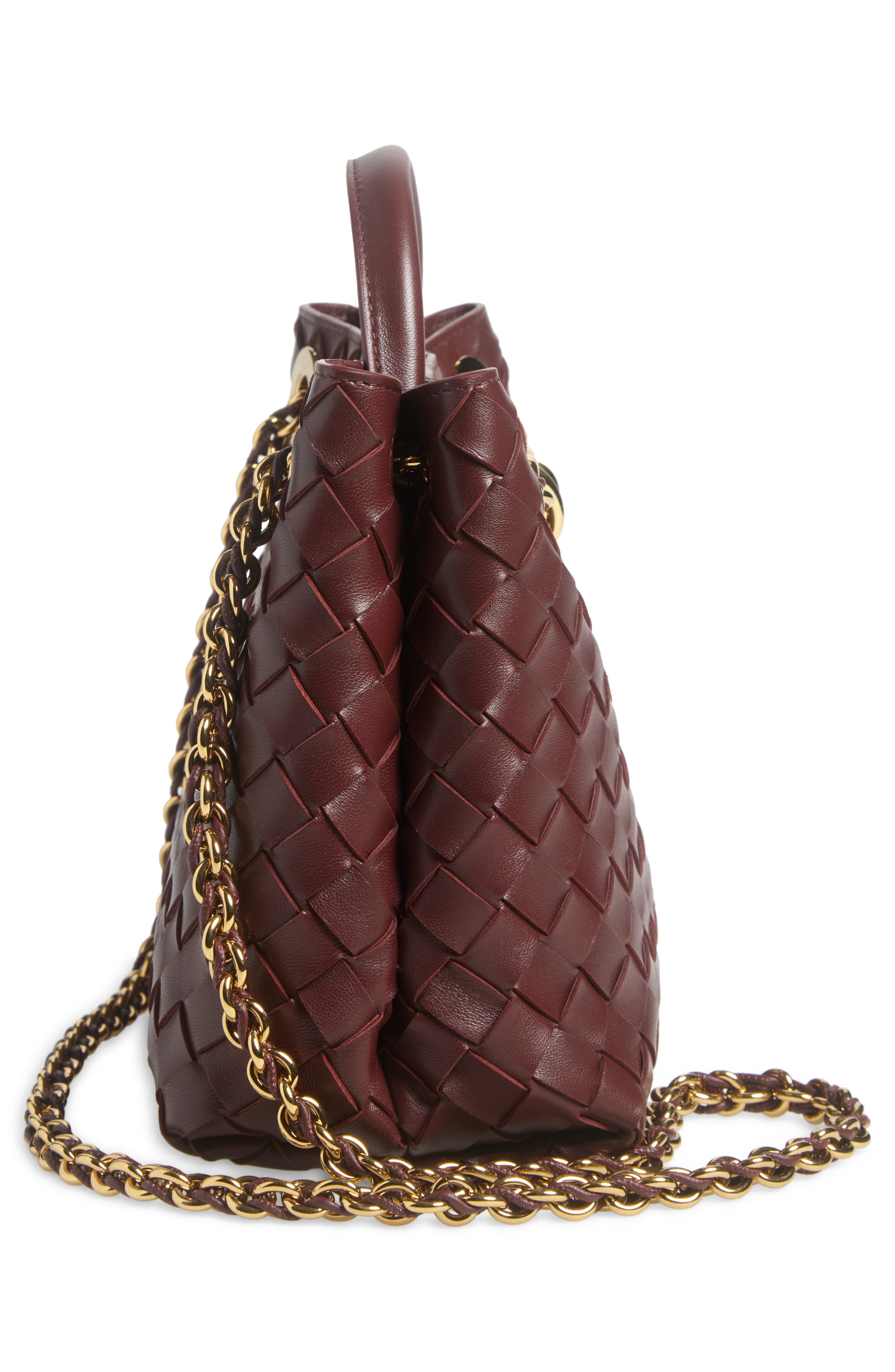 Bottega Veneta Small Andiamo Chain Leather Shoulder Bag, Alternate, color, 2129 Madder Brown-M B