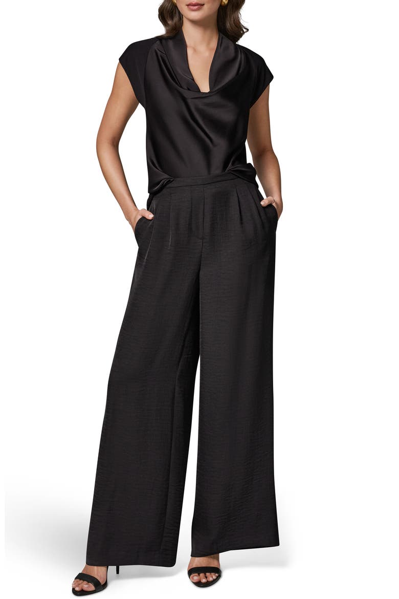 Pleat Front Wide Leg Pants, Alternate, color, BLACK