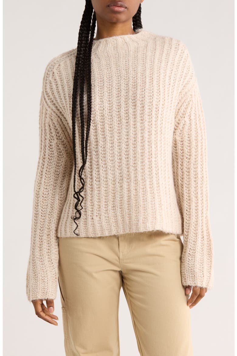 Funnel Neck Pullover Sweater, Main, color, OATMEAL HEATHER
