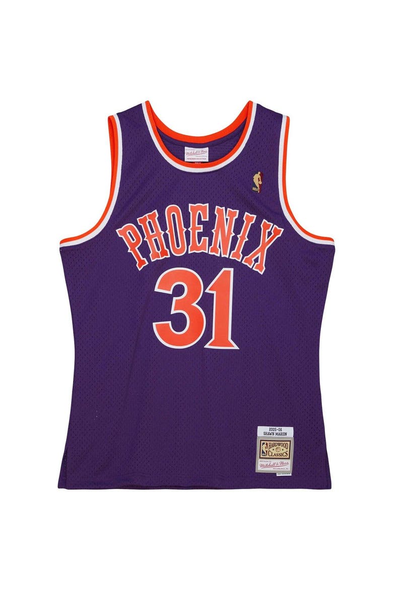 Men's Mitchell & Ness Shawn Marion Purple Phoenix Suns 2001/02 Hardwood Classics Swingman Jersey, Alternate, color, Purple