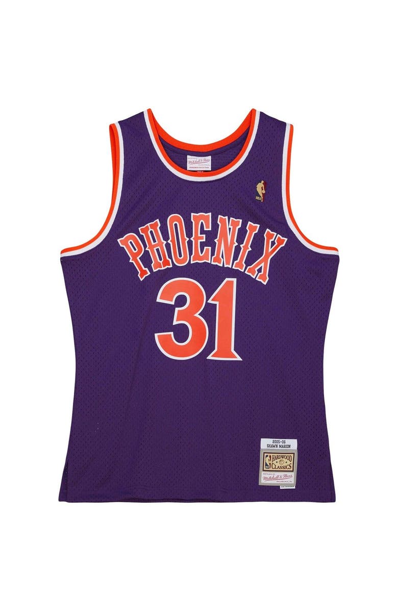 Mitchell & Ness Men's Mitchell & Ness Shawn Marion Purple Phoenix Suns 2001/02 Hardwood Classics Swingman Jersey, Alternate, color, 