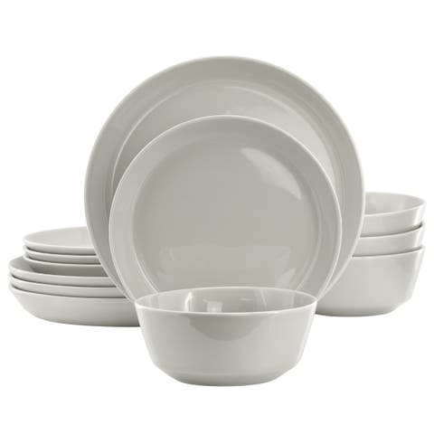 12 Piece Round Stoneware Dinnerware Set