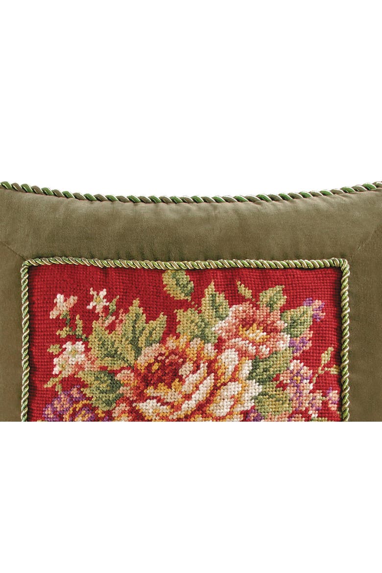 Rossa Needlepoint Accent Pillow Decor, Alternate, color, Red